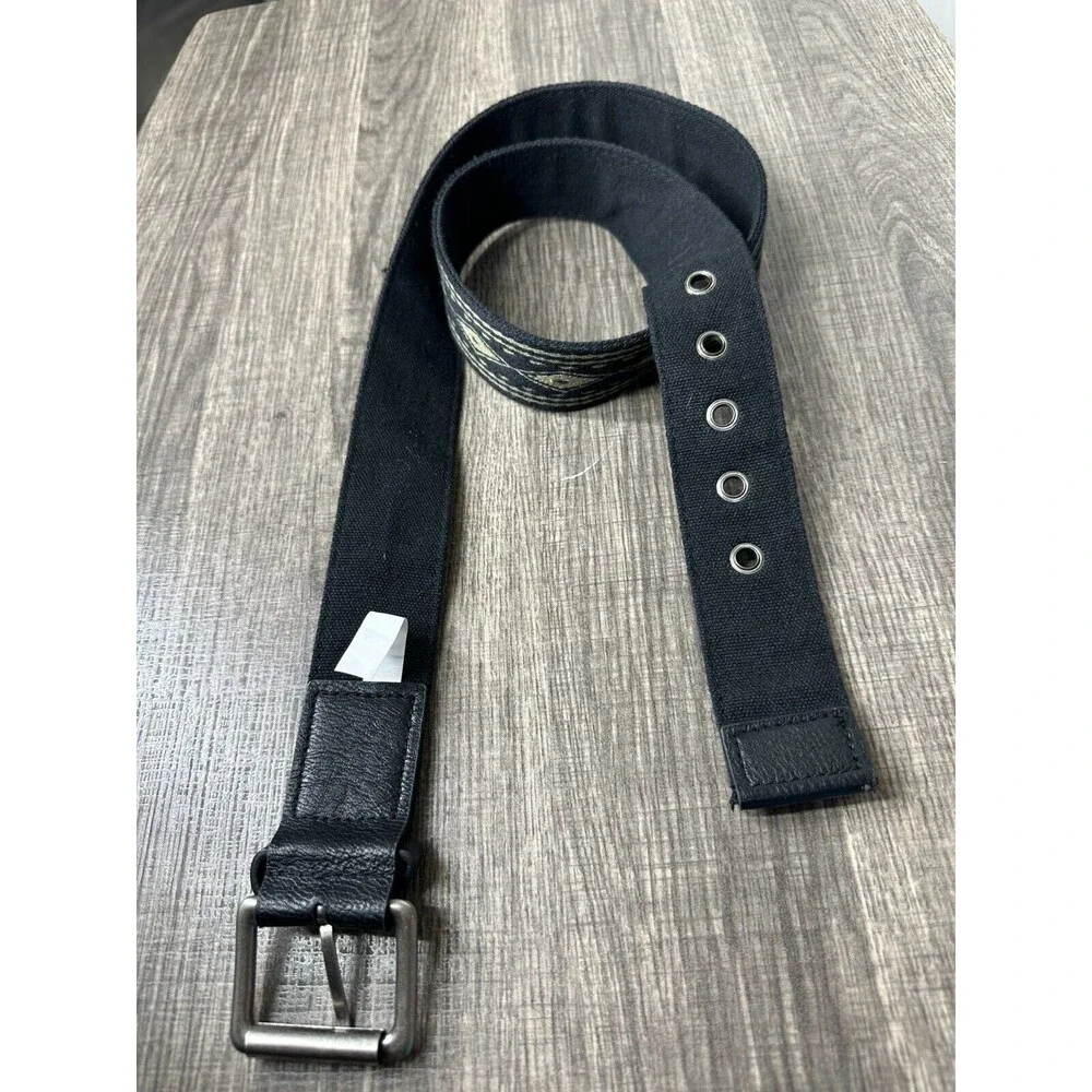 Guitar Strap Fashion Belt Women's XL 42in Black and Khaki Woven Fabric Boho